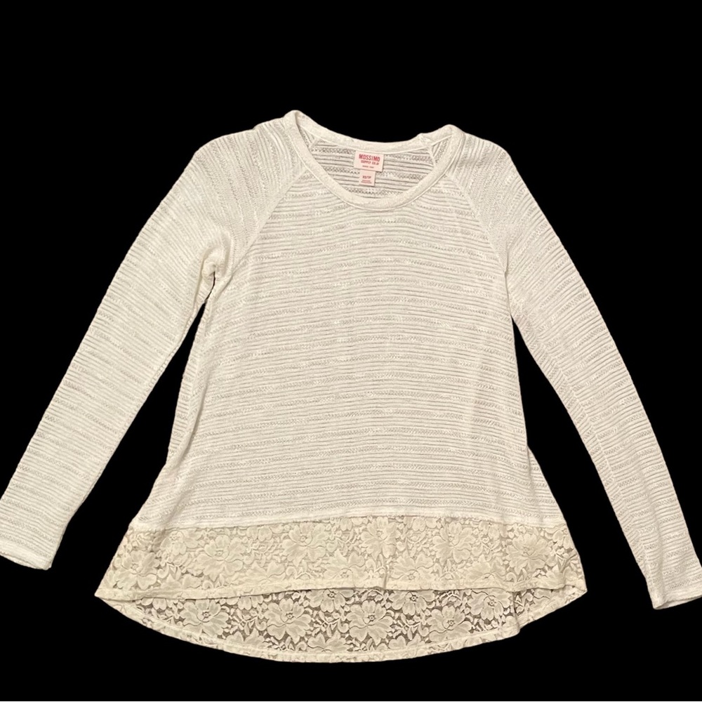 Lace Trimmed White Sweater